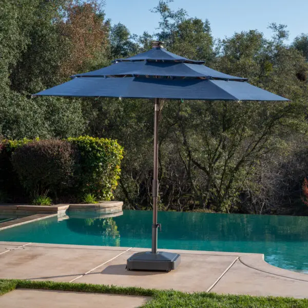 Eleven feet Solar LED Umbrella with Collar Tilt