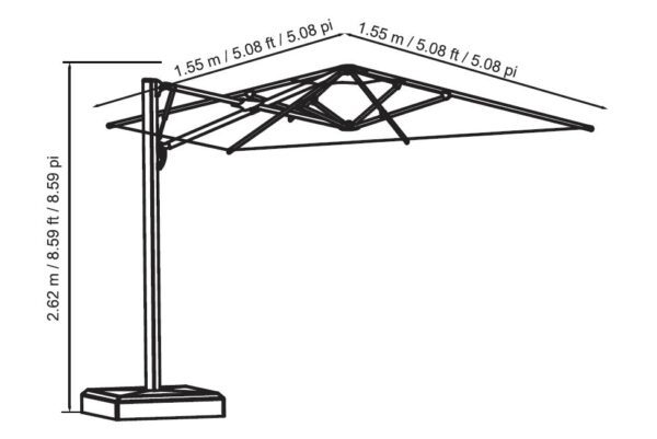 Ten feet Commercial Cantilever Umbrella sketch