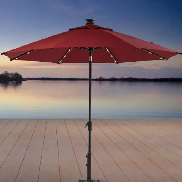Ten feet maroon Solar LED Umbrella