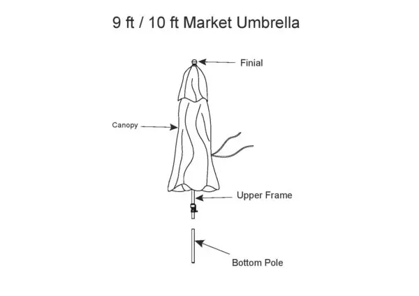 Nine feet and Ten feet Market Umbrella drawing sketch