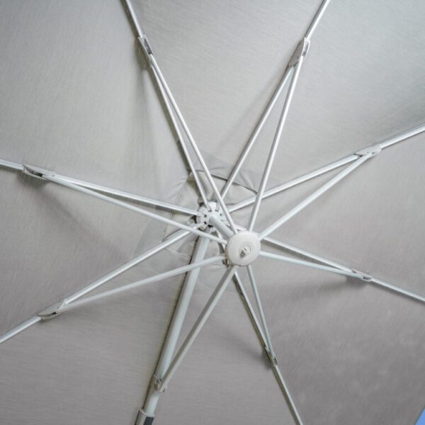 Ten feet Square Cantilever LED Solar Umbrella inside