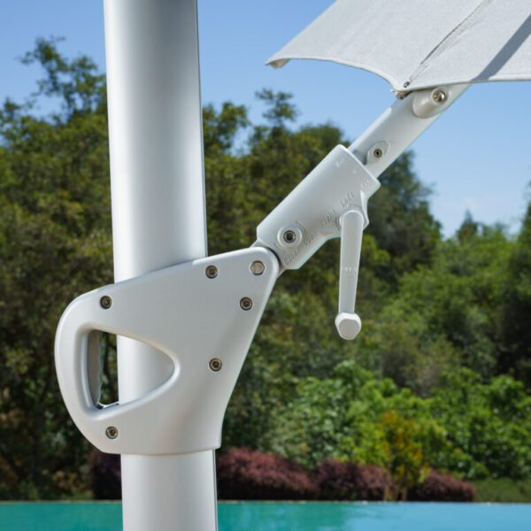 Ten feet Square Cantilever LED Solar Umbrella angle