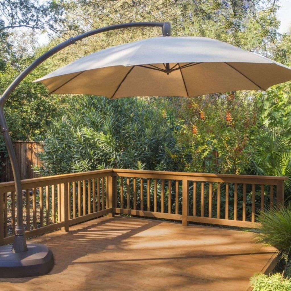 11ft Cantilever Umbrella with Brown Rolling Base